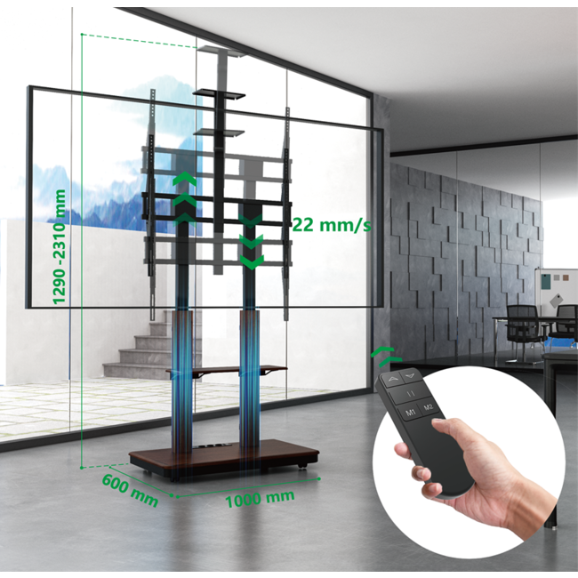XTRARM Duolite Verrijdbare Elektrische TV Standaard  Walnoot
