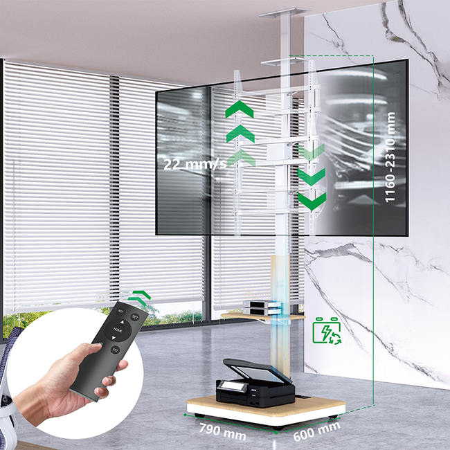 XTRARM Elite Verrijdbare Elektrische TV Standaard Wit/Beuken