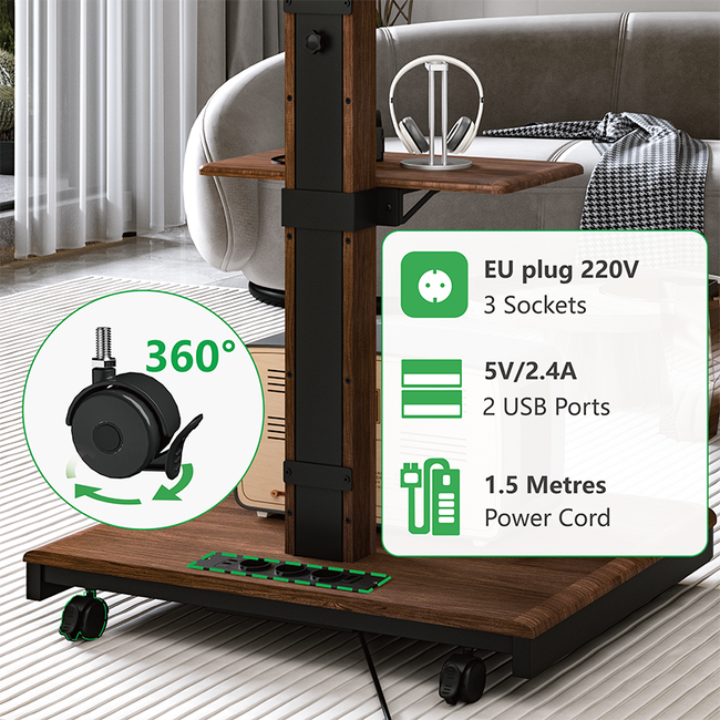 XTRARM Elite Verrijdbare TV Vloerstandaard Walnoot Manueel