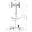 XTRARM Proton 500 Verrijdbare TV Standaard Aluminium = Met 2 stopcontacten en 2 USB poorten