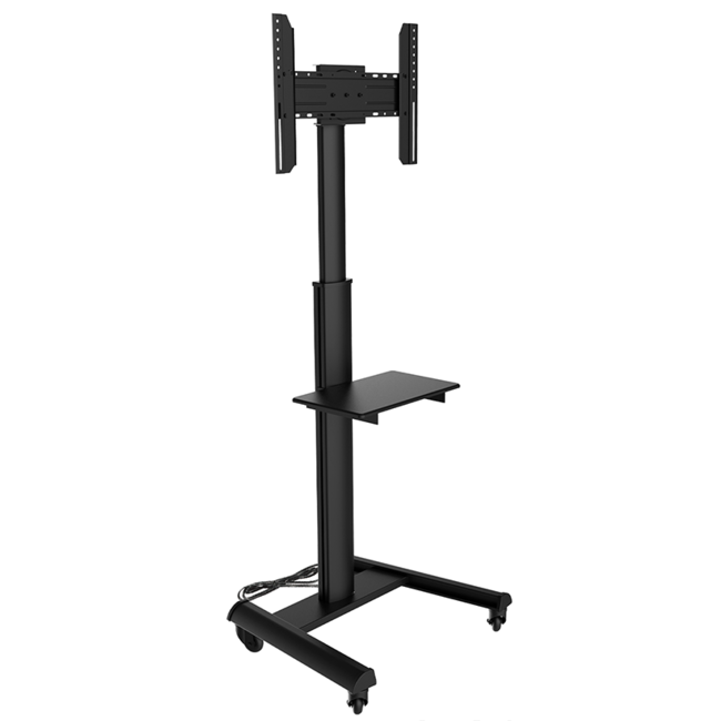 XTRARM Proton 500  Verrijdbare TV Vloerstandaard Zwart - Met 2 stopcontacten en 2 USB poorten