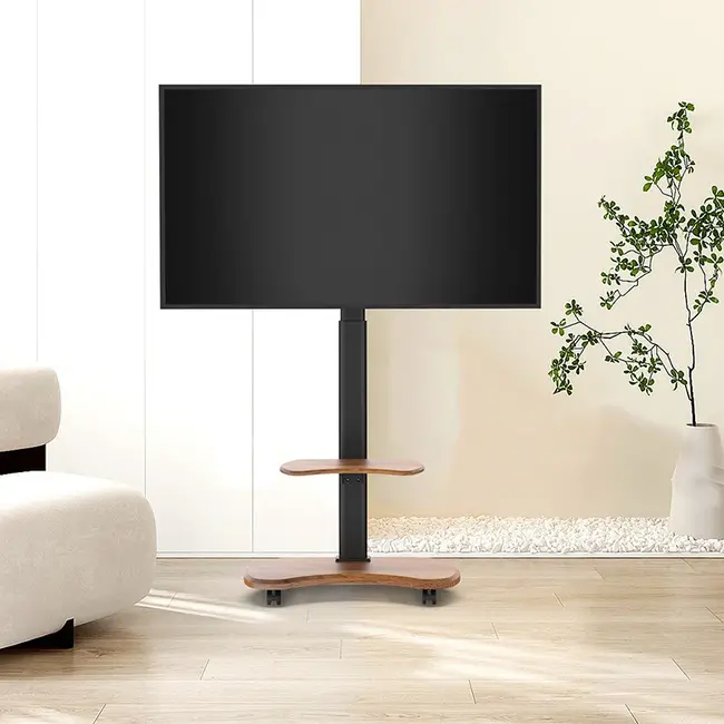 XTRARM Stellar TV Vloerstandaard  Walnoot Verrijdbaar