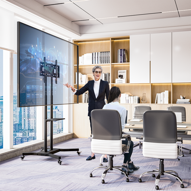 DQ Cato 600 TV Vloerstandaard  Verrijdbaar -  Met 2 stopcontacten en 2 USB  poorten