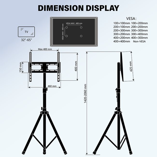DQ Tripod VESA 400 TV Standaard