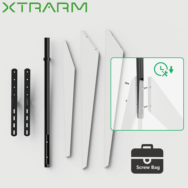 XTRARM Argo Tripod TV Standaard Wit + Kabels verborgen