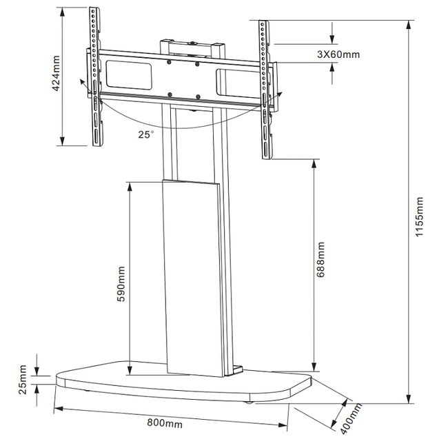XTRARM Ferro TV standaard zwart grijs houtprint