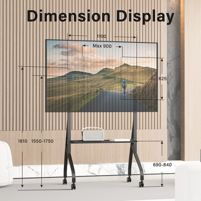 XTRARM Aura XTR-FS5150 – Verrijdbare TV Vloerstandaard 42"-110" Zwart-Snelle Installatie