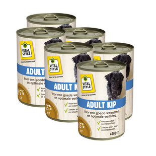 Adult kip hondenvoeding blik 6x400 gram