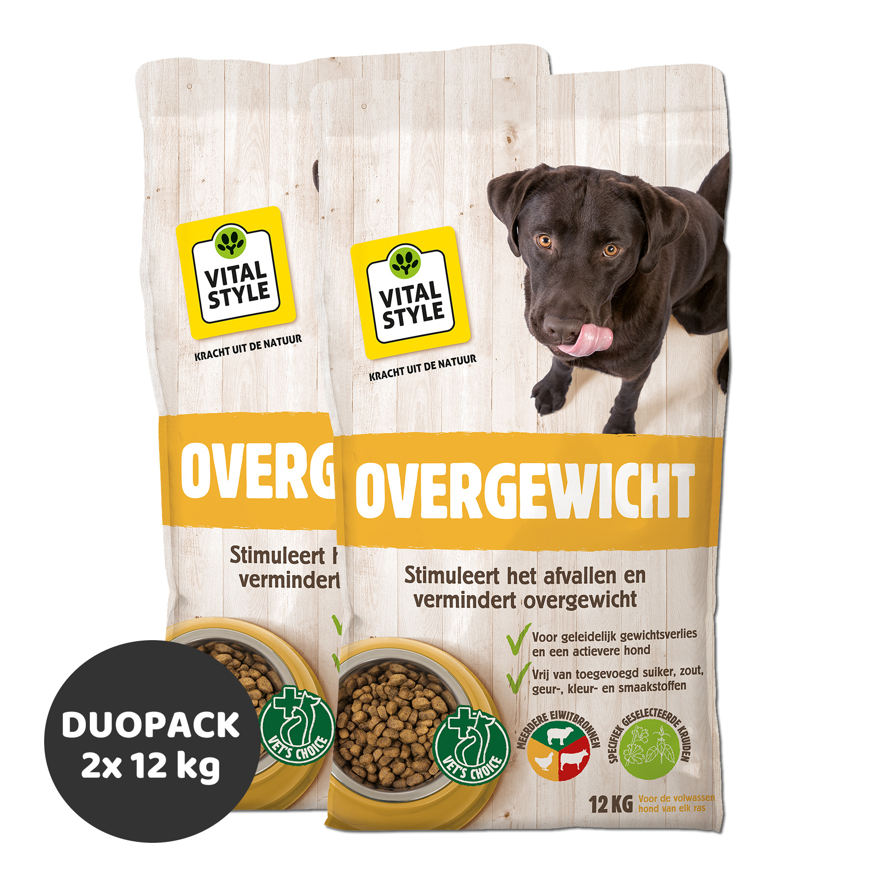 bron Benadering salaris VITALstyle Overgewicht hondenbrokken 2x12 kg (duopack) ✓ Aanbieding |  Ecodiervoeding.nl