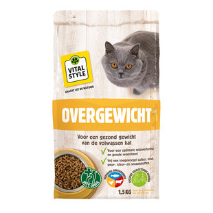 Overgewicht kattenbrokken 1,5 kg