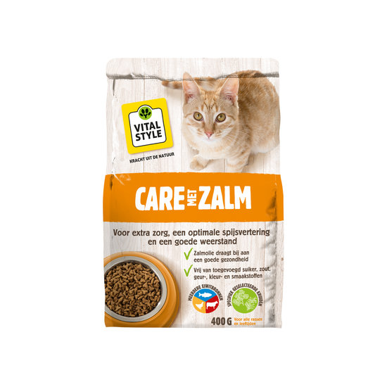 Vitalstyle Care met zalm kattenbrokken 400 gr