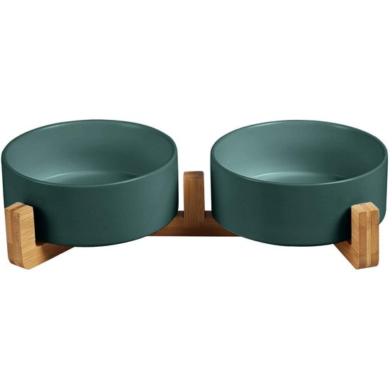 PETLUX design keramische voerbak donkergroen