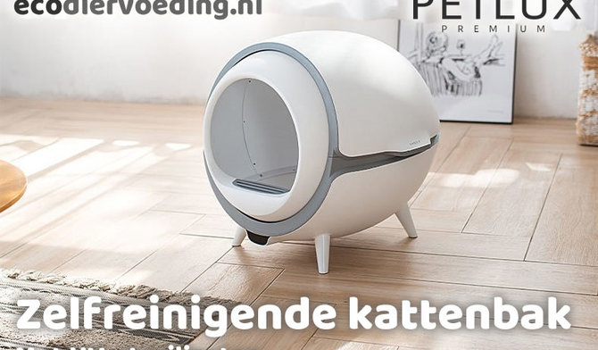 Geen stinkende kattenbak meer | Ecodiervoeding.nl PETLUX automatische kattenbak