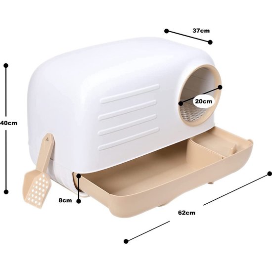 PETLUX Retro kattenbak kaki met lade