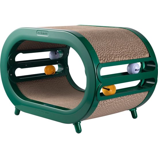 PETLUX 3-in-1 krabhuis met kattenspeeltje (groen)