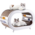 PETLUX 3-in-1 krabhuis met kattenspeeltje (wit)
