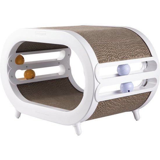 PETLUX 3-in-1 krabhuis met kattenspeeltje (wit)