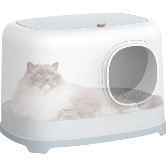 PETLUX Clean kattenbak met deksel en schepje (grijs)