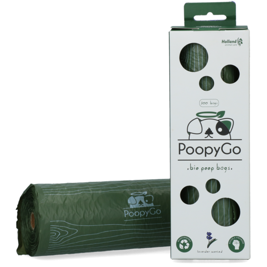 PoopyGo bio poepzakjes lavendel dispenser box 300 stuks 21x33 cm