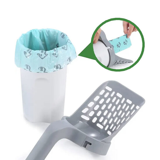 KiddyCat® kattenbakschep met opvangbak + 15 opvangzakjes GRATIS