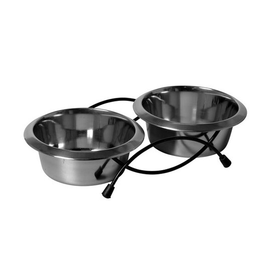 Adori standaard + 2 RVS bakken 0,43l 30x15x8 cm