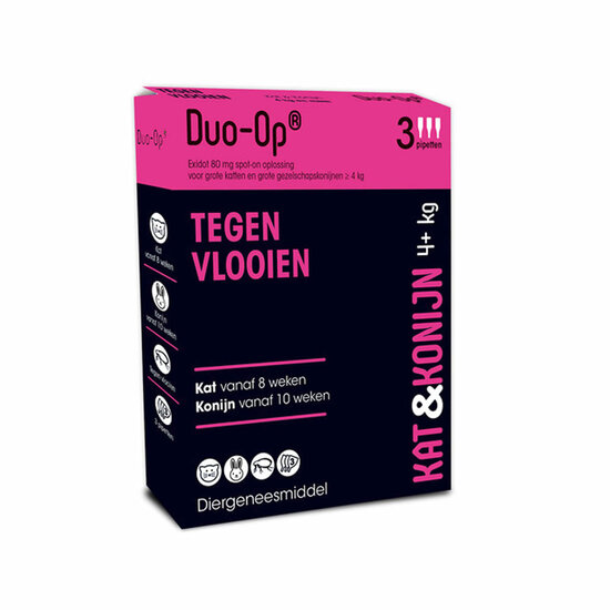 Duo-Op vlooiendruppels voor hond en kat - 3 pipetten