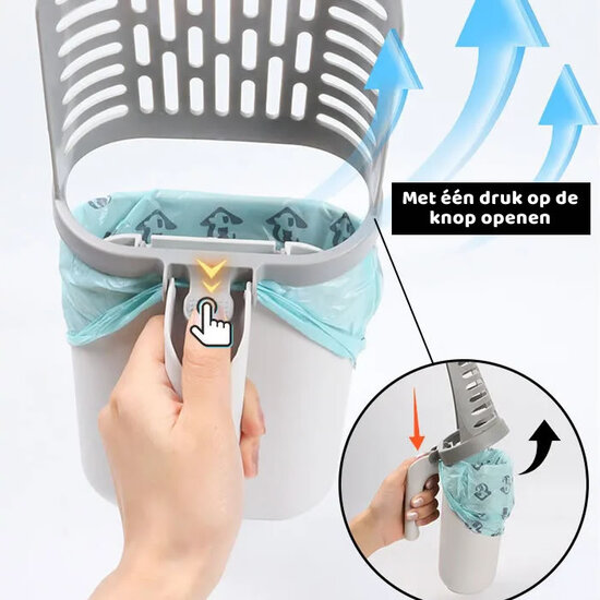 EcoPedz kattenbakschep Easy Open met opvangbak + 3 rol opvangzakjes GRATIS