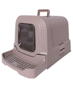 kattentoilet Rattan taupe 69x42x41 cm