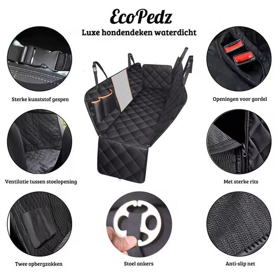 EcoPedz auto hondendeken Luxe waterdicht Black (147x137x40 cm)