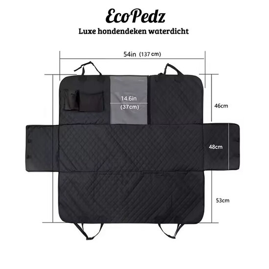 EcoPedz auto hondendeken Luxe waterdicht Black (147x137x40 cm)