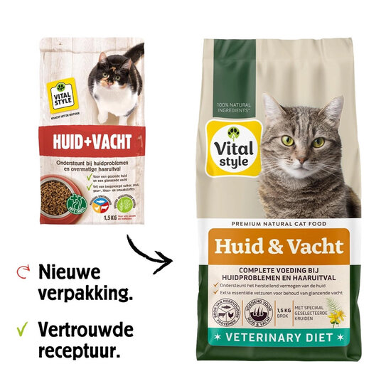 Vitalstyle Huid en Vacht kattenbrokken 1,5 kg
