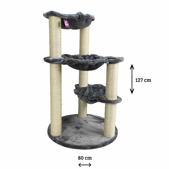 Adori krabpaal XL Duke Grijs 80x80x127 cm