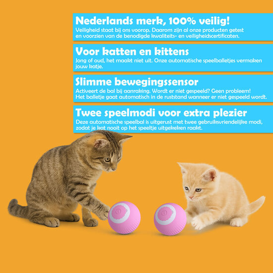 KiddyCat® Smart speelbal automatisch voor katten (roze)