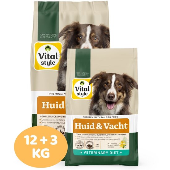 Vitalstyle Huid&Vacht hondenbrokken 12+3 kg (bonusbag)