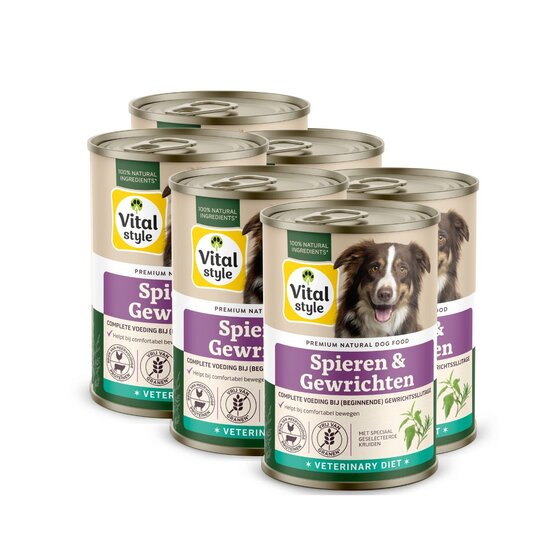 Vitalstyle Spieren en Gewrichten hondenvoeding blik 6x400 gram (tray)