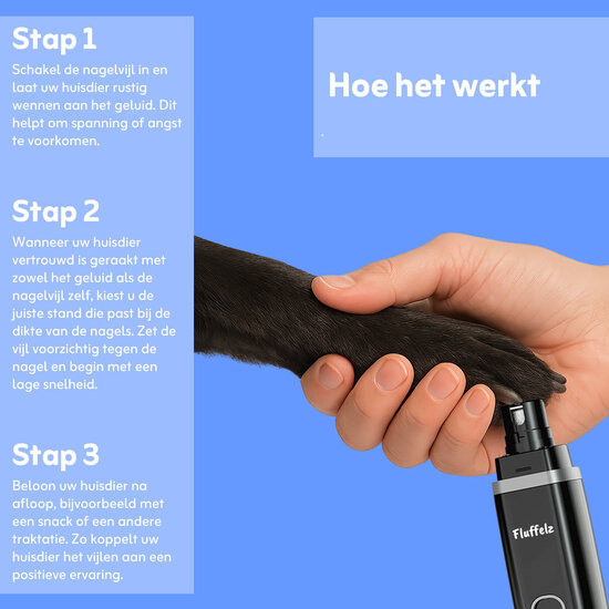 Fluffelz® Elektrische nagelvijl voor huisdieren oplaadbaar (zwart)