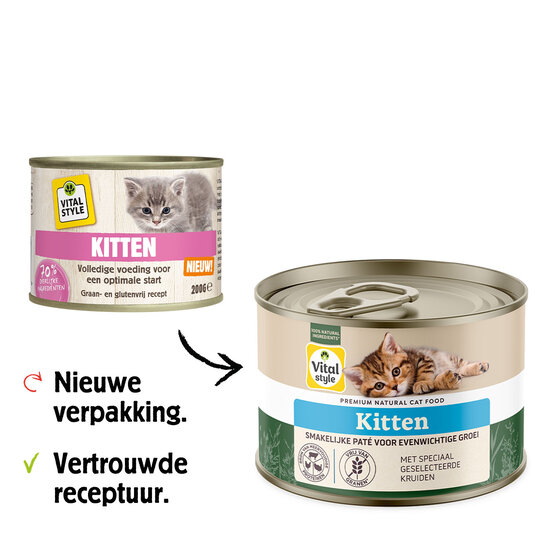 Vitalstyle kattenvoeding kitten 6x200 gram (tray)