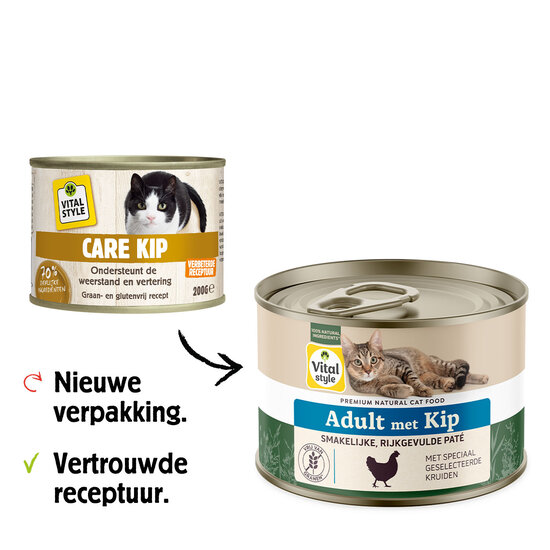 Vitalstyle kattenvoeding Adult met kip 6x200 gram (tray)