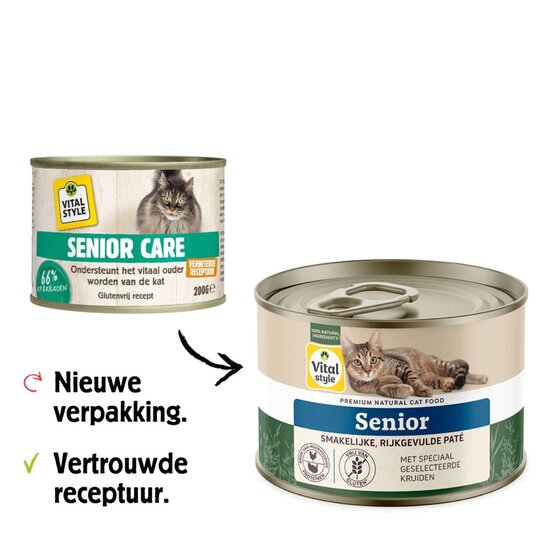 Vitalstyle kattenvoeding Senior Care 6x200 gram (tray)
