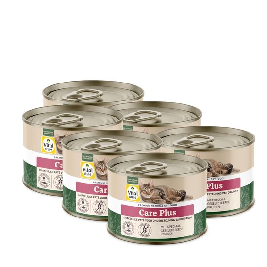 Vitalstyle kattenvoeding Care Plus 6x200 gram (tray)