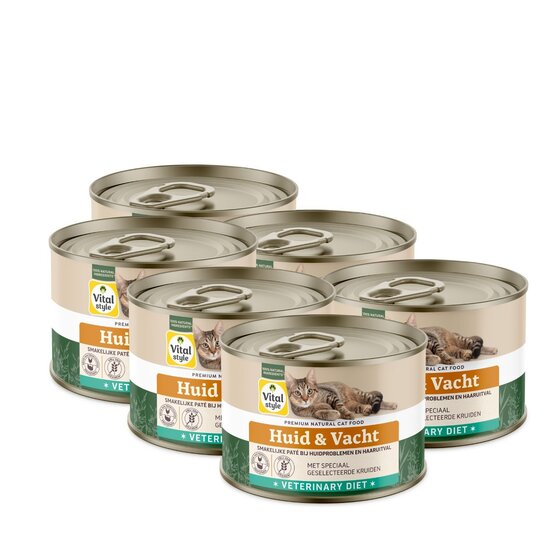 Vitalstyle kattenvoeding Huid en Vacht 6x200 gram (tray)