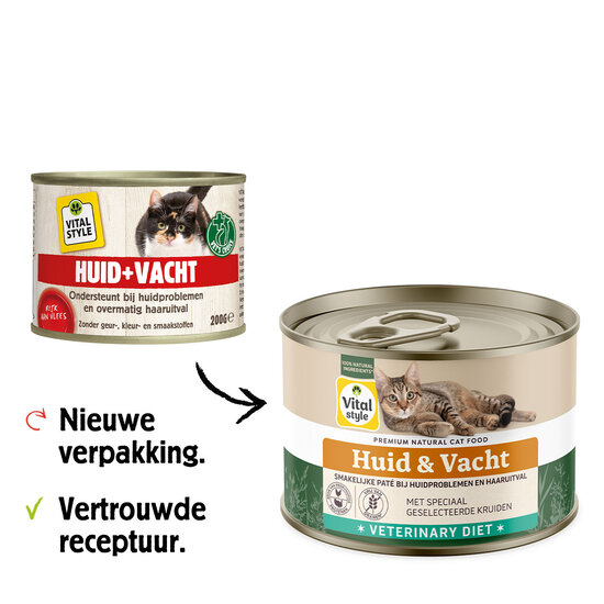 Vitalstyle kattenvoeding Huid en Vacht 6x200 gram (tray)