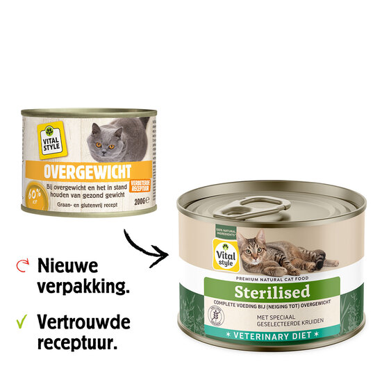 Vitalstyle kattenvoeding Sterilised 6x200 gram (tray)