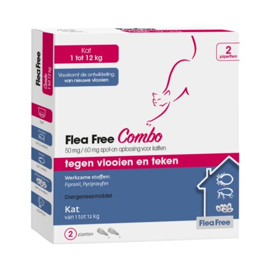 Flea Free Spot-On Combo kat tegen vlooien en teken (2 pipetten)