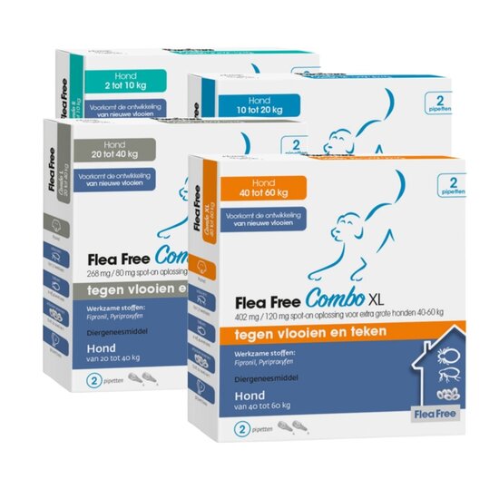 Flea Free Spot-On Combo hond tegen vlooien en teken (2 pipetten)