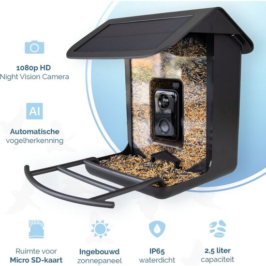 Slim Vogelvoerhuisje met Camera & AI Herkenning