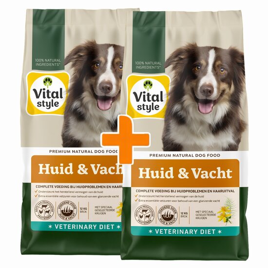 Vitalstyle Huid en Vacht hondenbrokken 2x12 kg (duopack) | Aanbieding