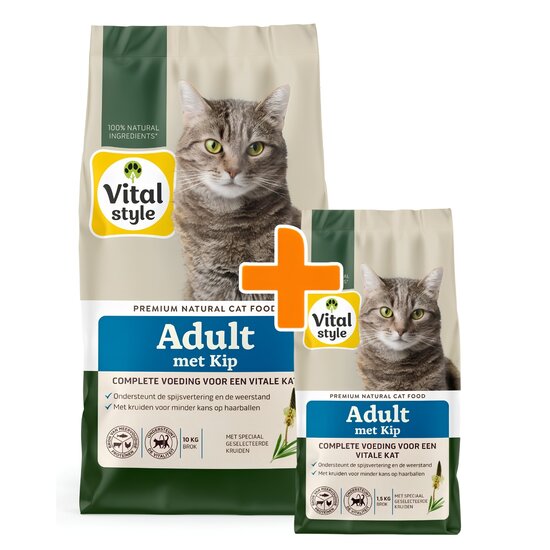 Vitalstyle Adult met kip kattenbrokken 10 kg