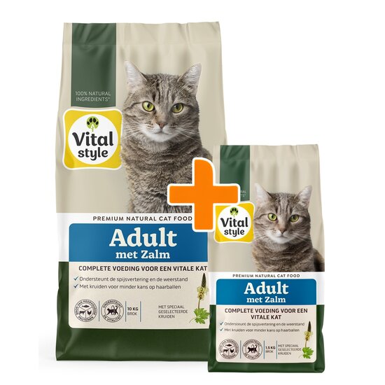 Vitalstyle Adult met zalm kattenbrokken 10 kg