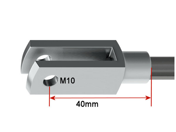 HG Clevis fork M10 x 40mm with fast clip